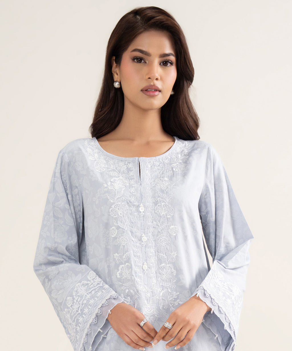 Embroidered Cotton Satin Shirt