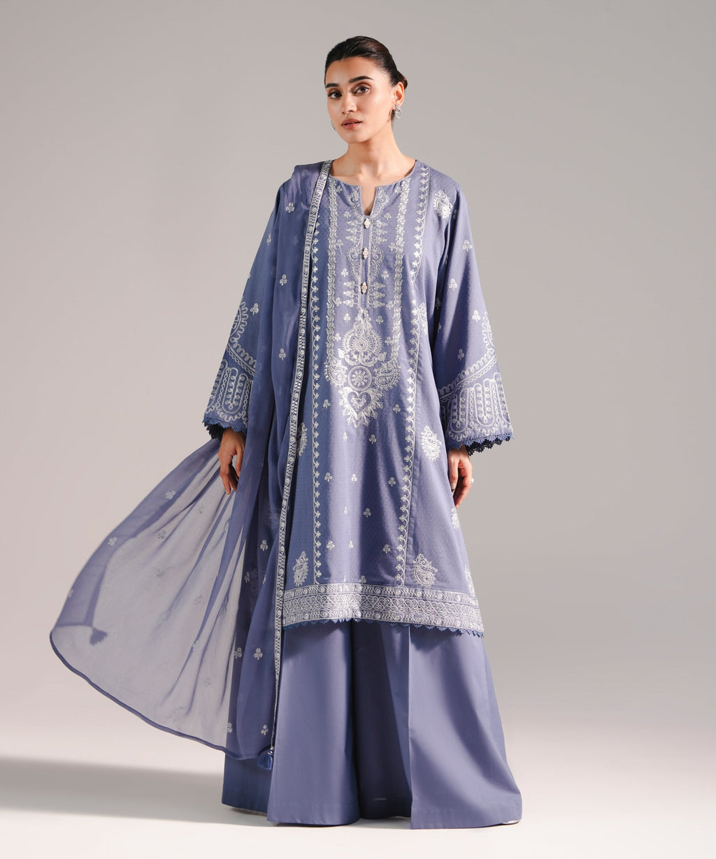 3 Piece - Embroidered Dobby Suit