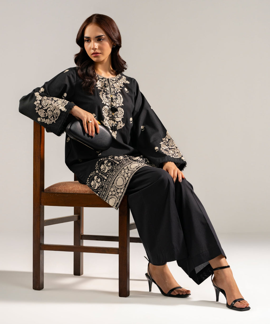 2 Piece - Embroidered Cambric Suit