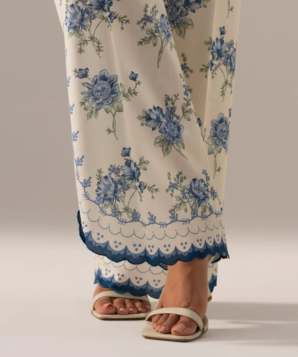 Printed Cambric Flared Pants