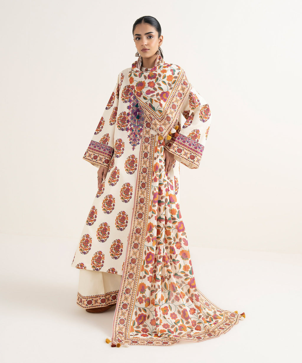 3 Piece - Embroidered Cotton Suit