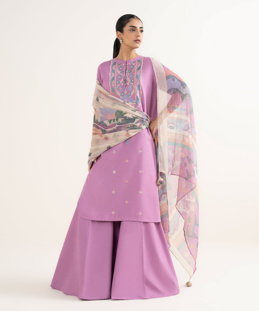 3 Piece - Embroidered Cotton Viscose Suit