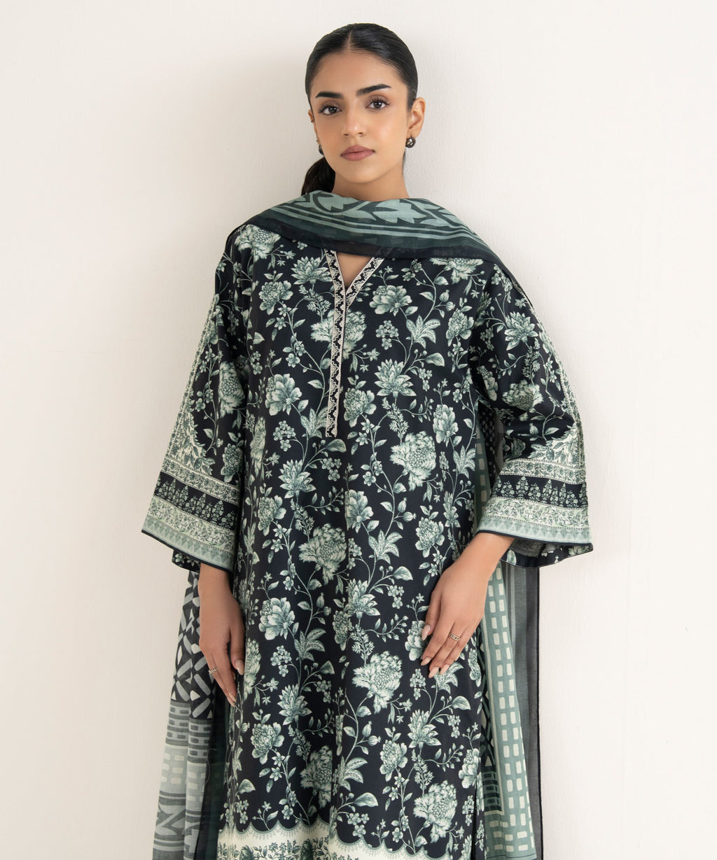 3 Piece - Embroidered Cotton Suit