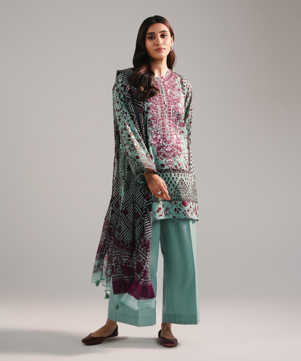 3 Piece - Embroidered Cambric Suit