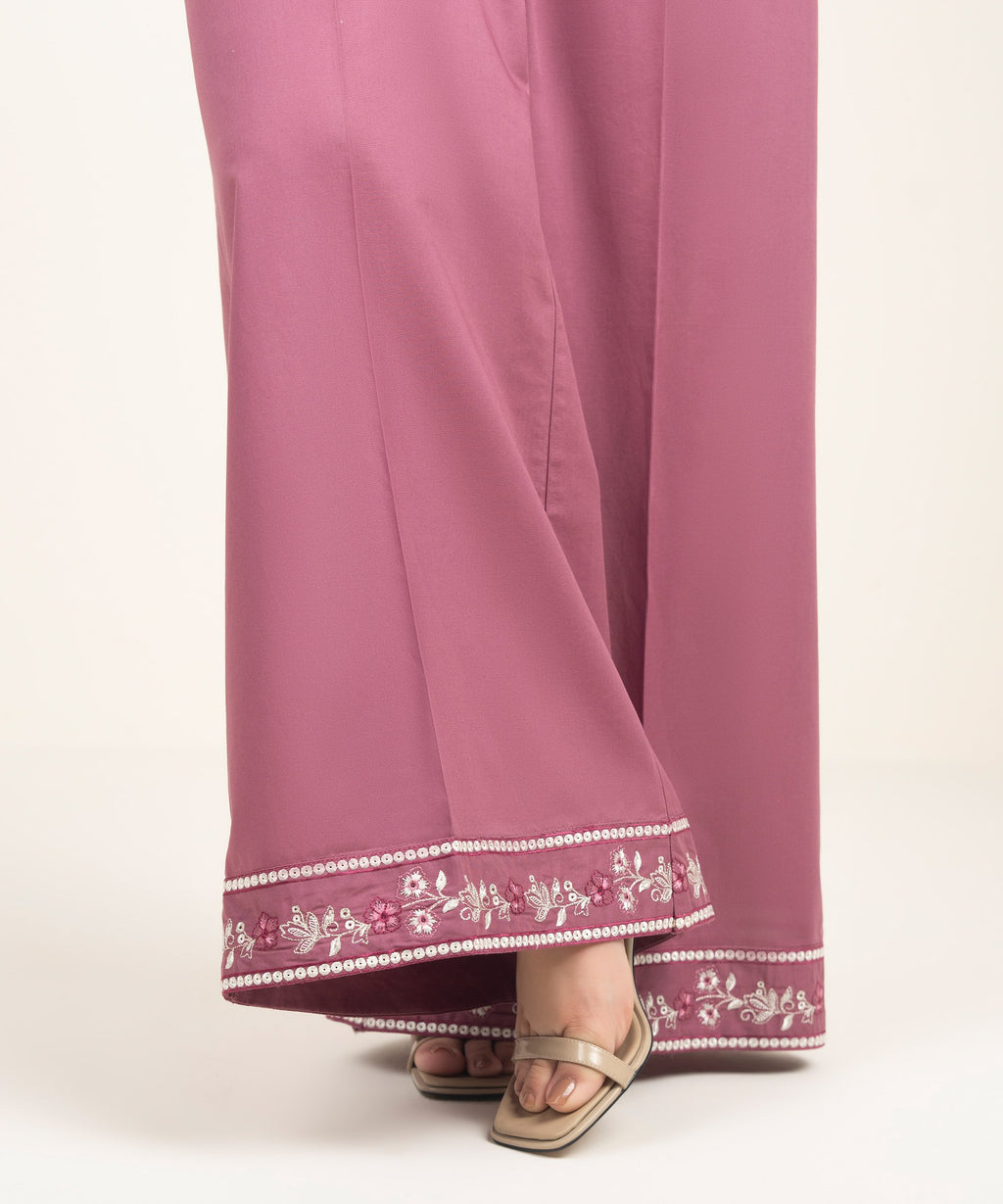 Embroidered Cambric Flared Pants