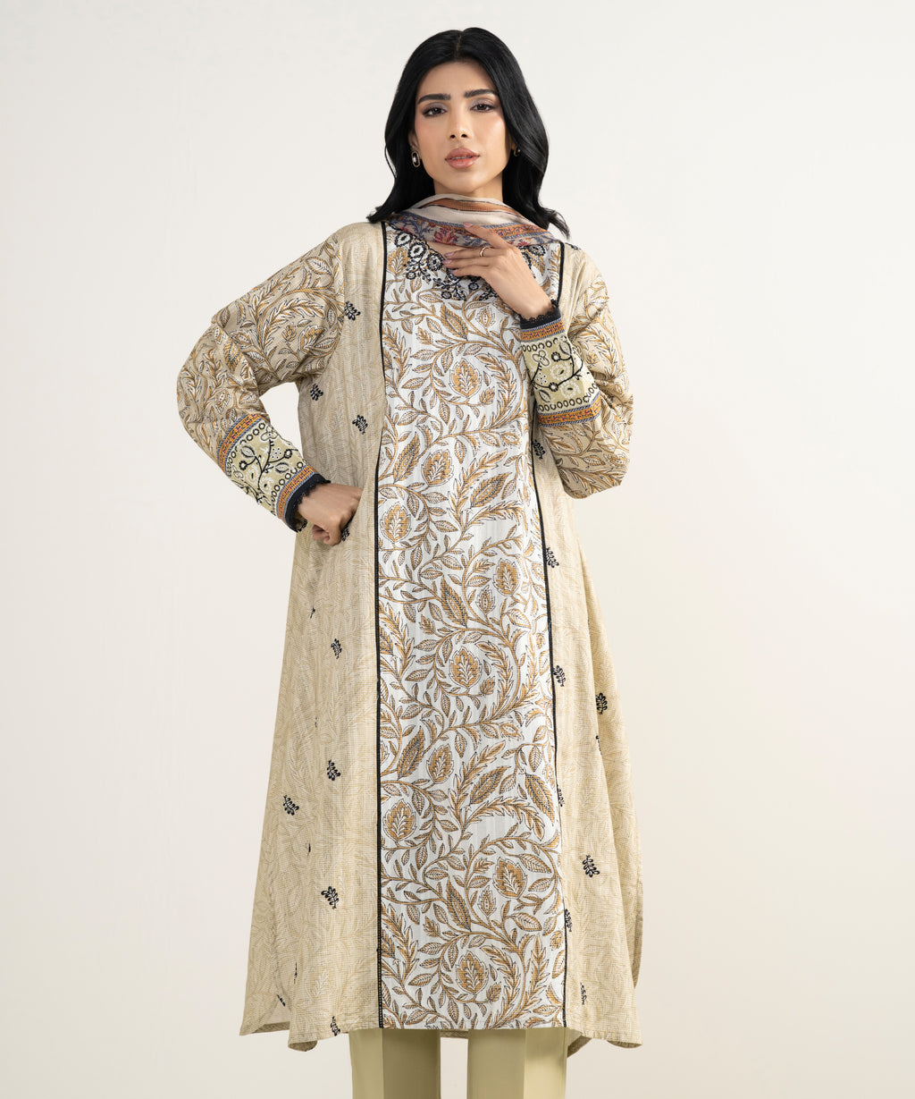 3 Piece - Embroidered Dobby Suit