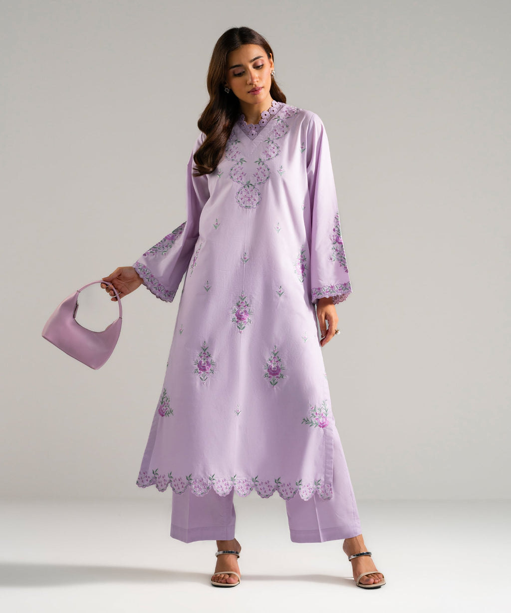 2 Piece - Embroidered Cambric Suit