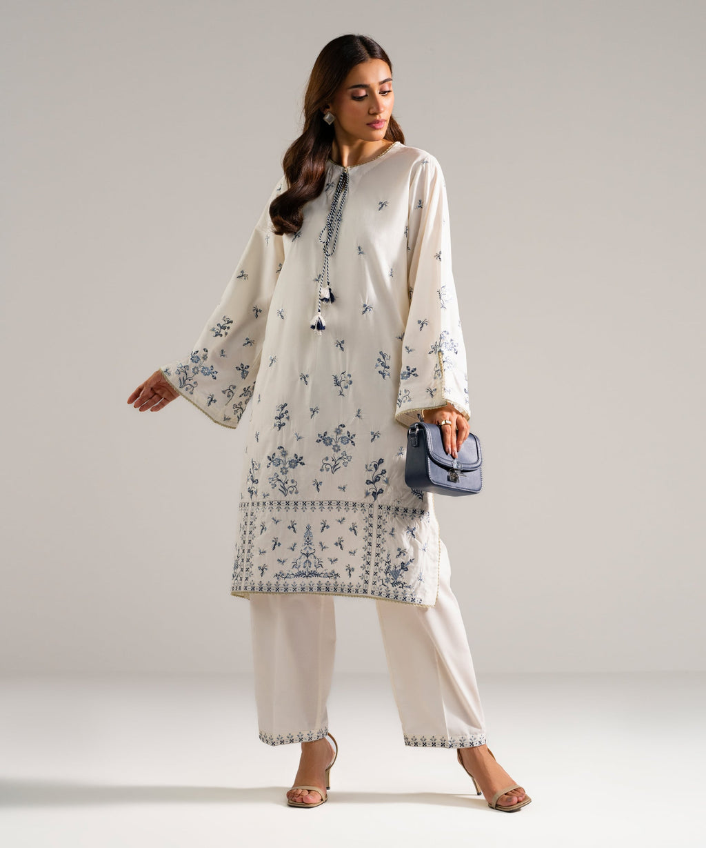2 Piece - Embroidered Cambric Suit