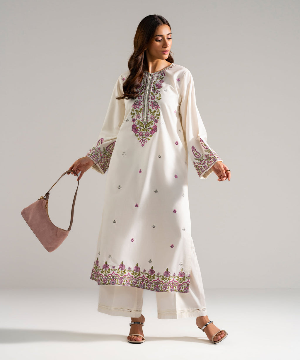 2 Piece - Embroidered Cambric Suit
