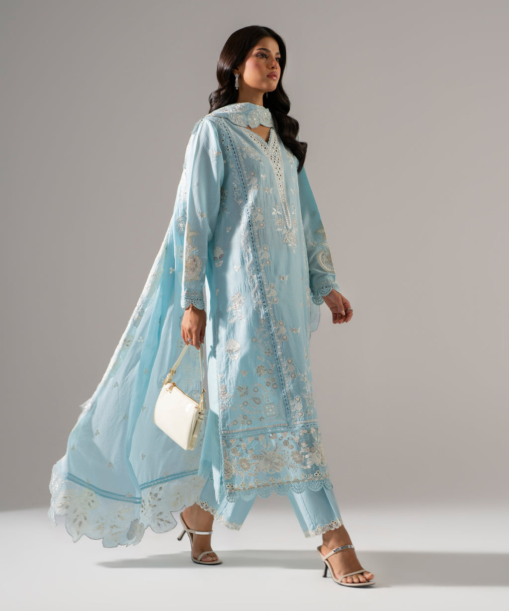 3 Piece - Embroidered Dobby Suit