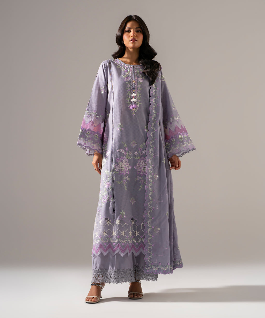 3 Piece - Embroidered Dobby Suit