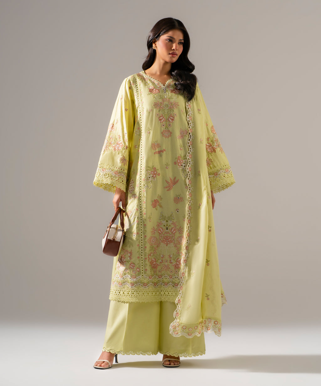 3 Piece - Embroidered Dobby Suit