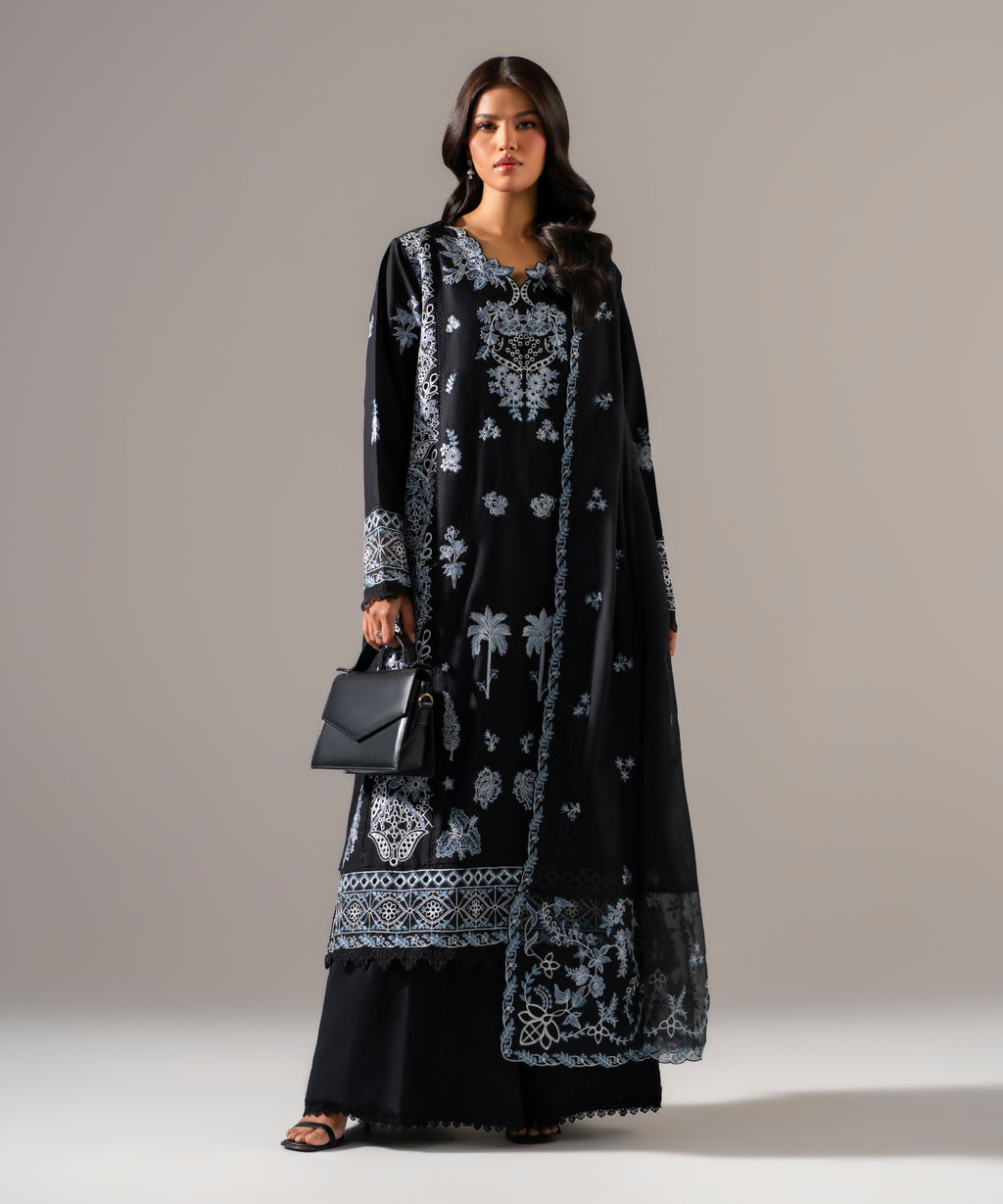3 Piece - Embroidered Dobby Suit