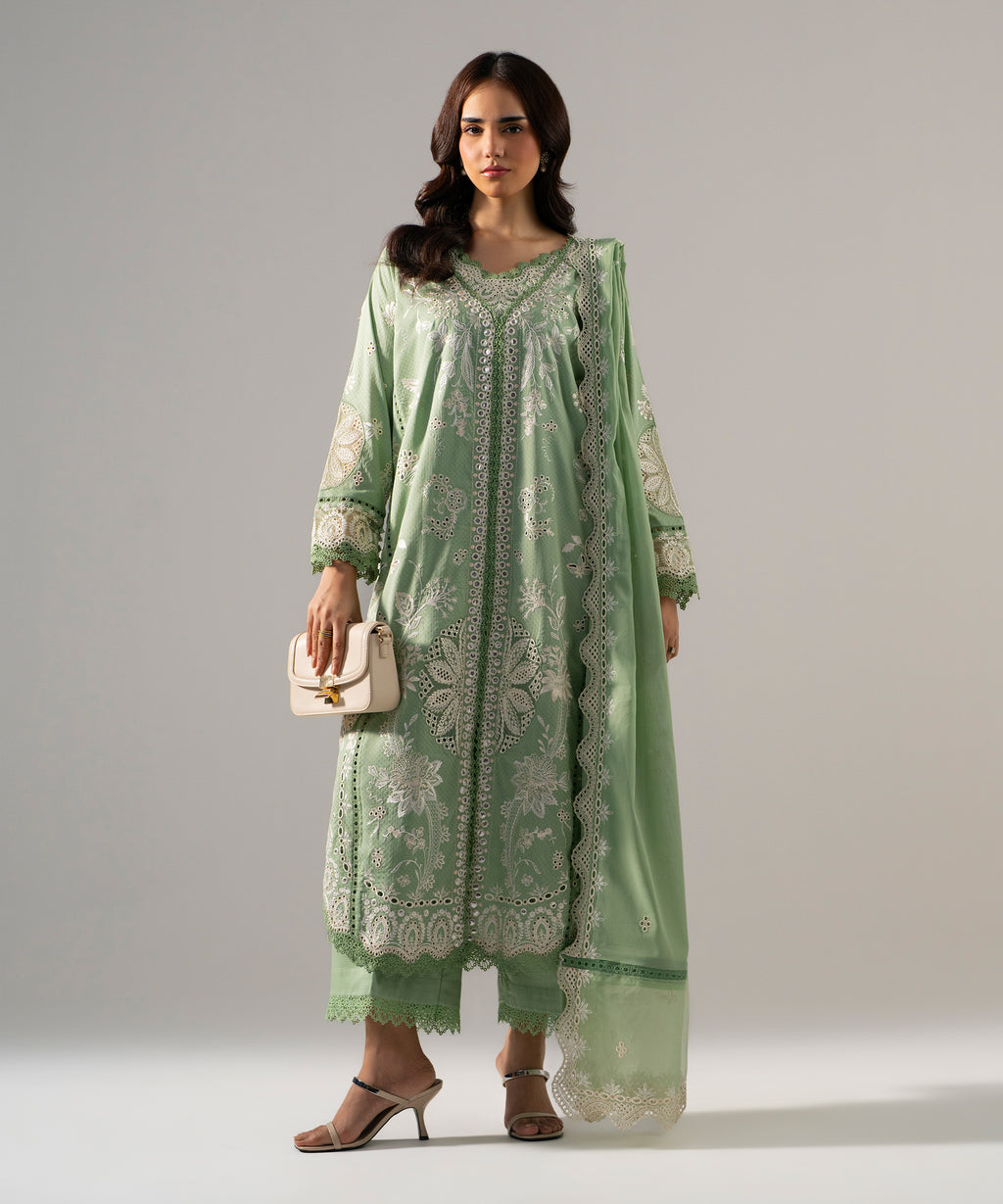 3 Piece - Embroidered Dobby Suit
