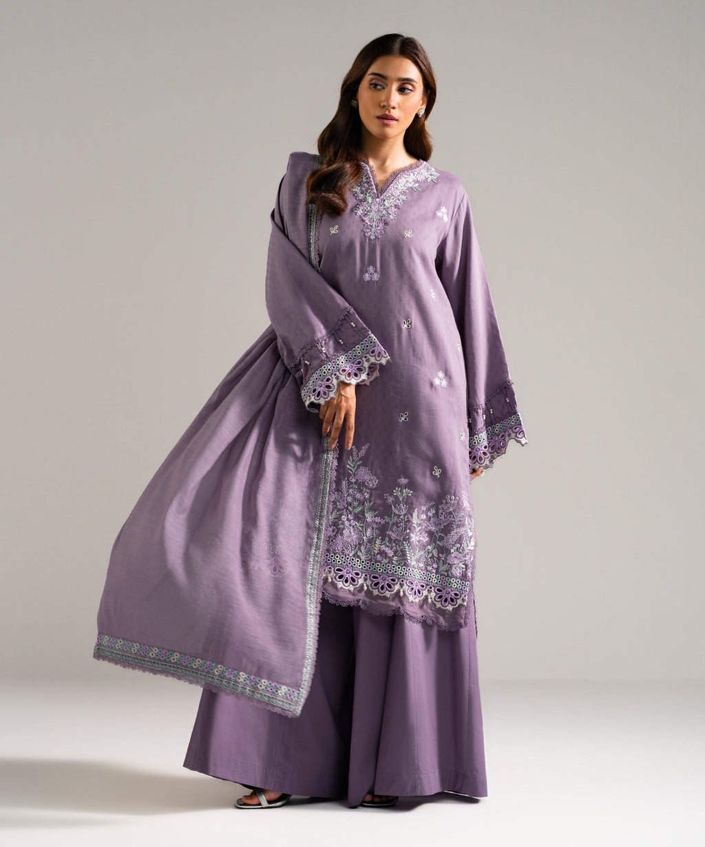 3 Piece - Embroidered Viscose Suit