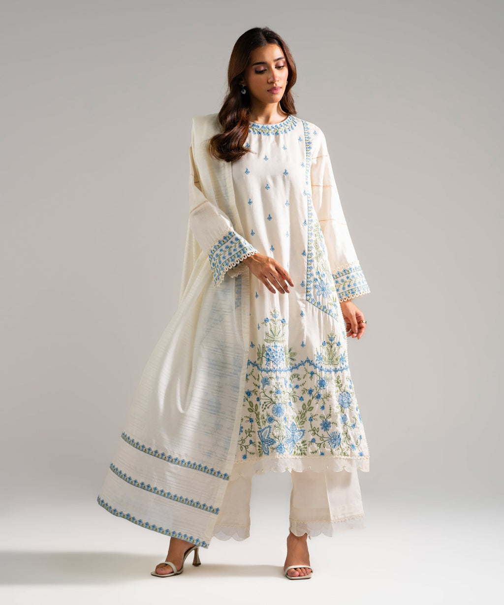 3 Piece - Embroidered Viscose Suit