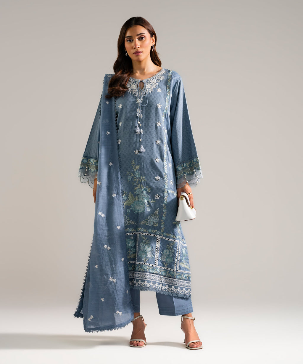 3 Piece - Embroidered Viscose Suit