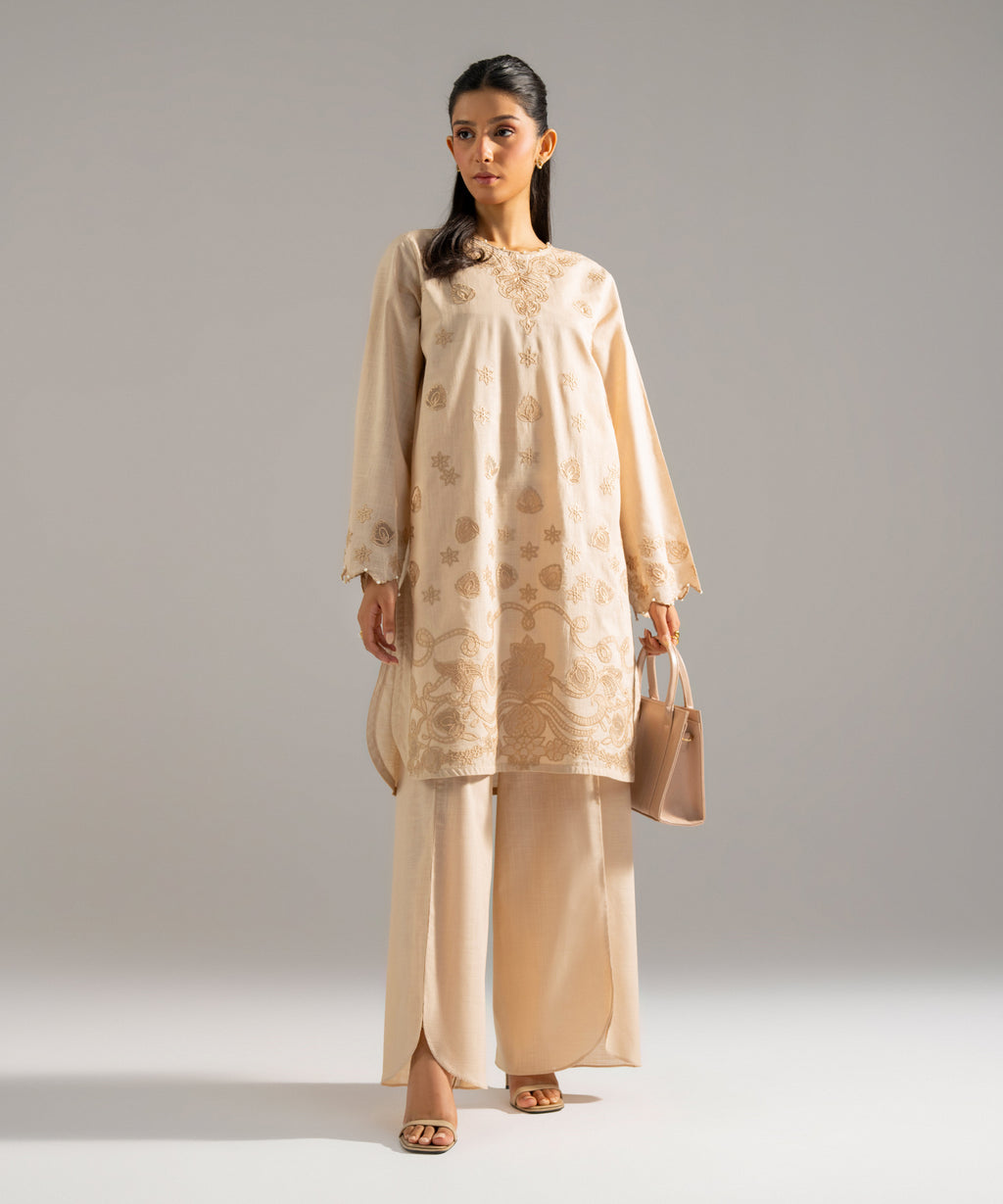 2 Piece - Embroidered Crosshatch Suit