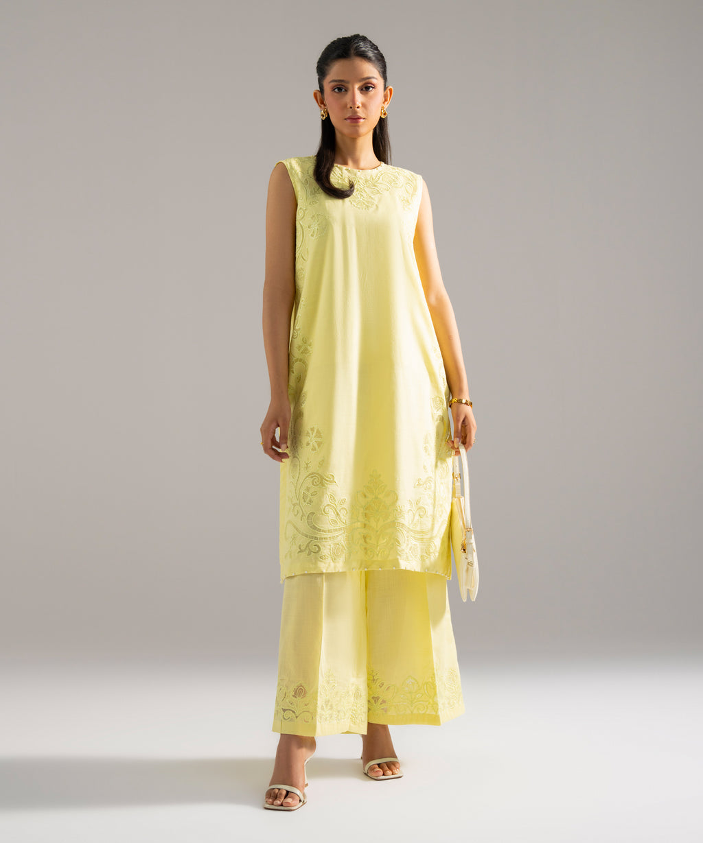 2 Piece - Embroidered Crosshatch Suit