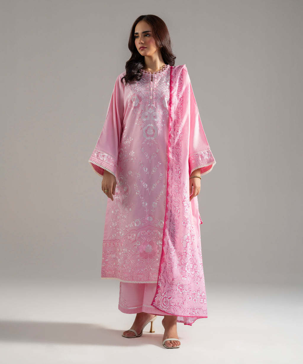 3 Piece - Embroidered Cambric Suit