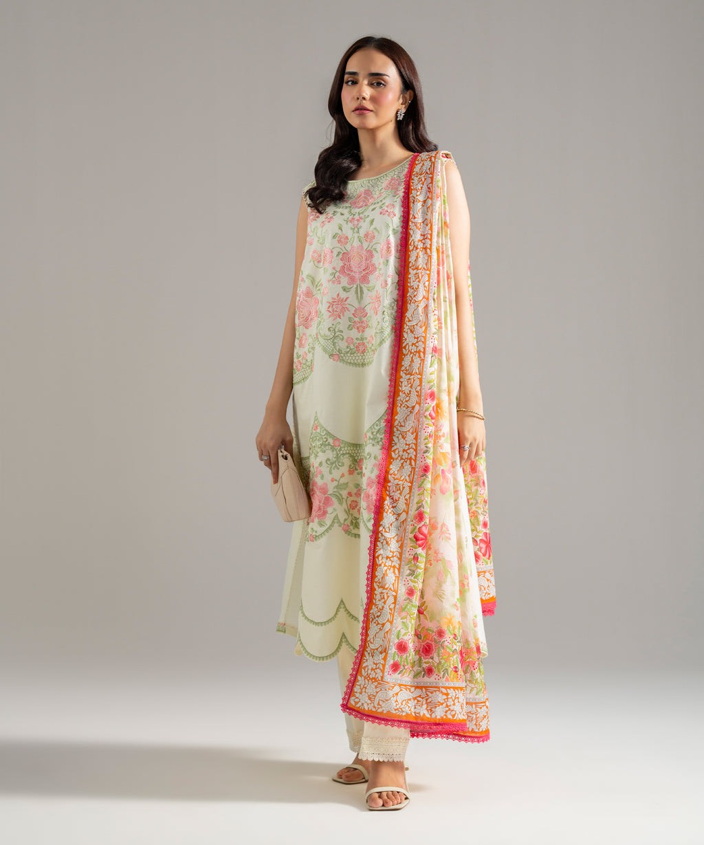 3 Piece - Embroidered Cambric Suit