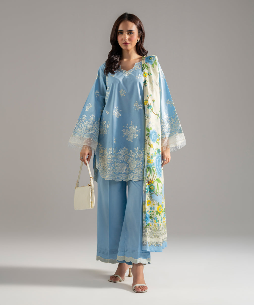 3 Piece - Embroidered Cambric Suit