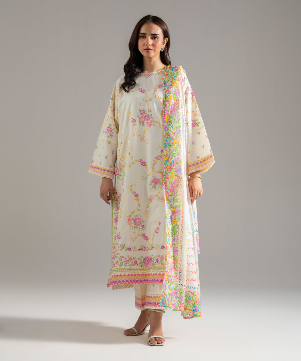 3 Piece - Embroidered Cambric Suit
