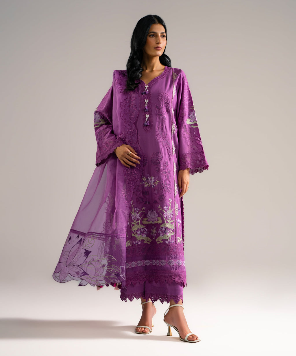 3 Piece - Embroidered Crosshatch Suit