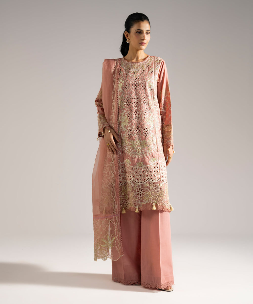 3 Piece - Embroidered Crosshatch Suit
