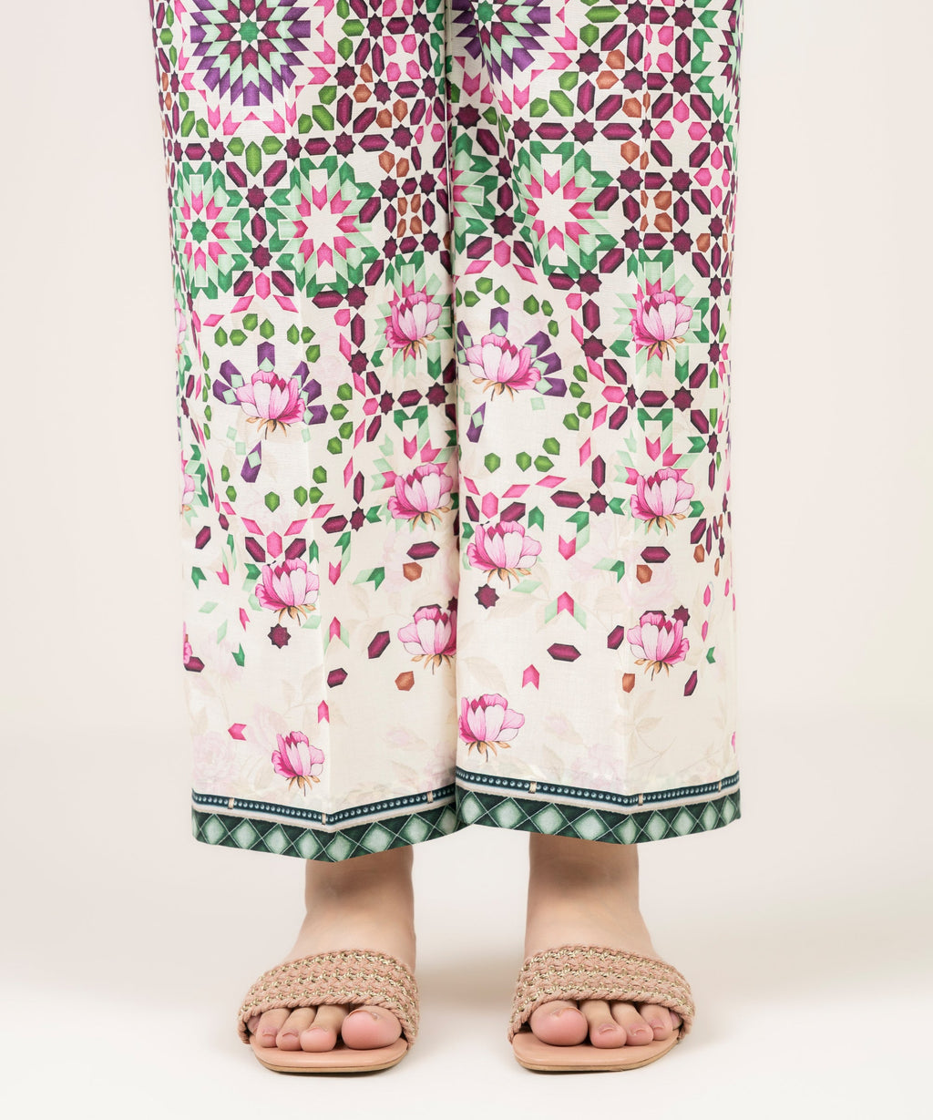 Printed Cambric Straight Pants