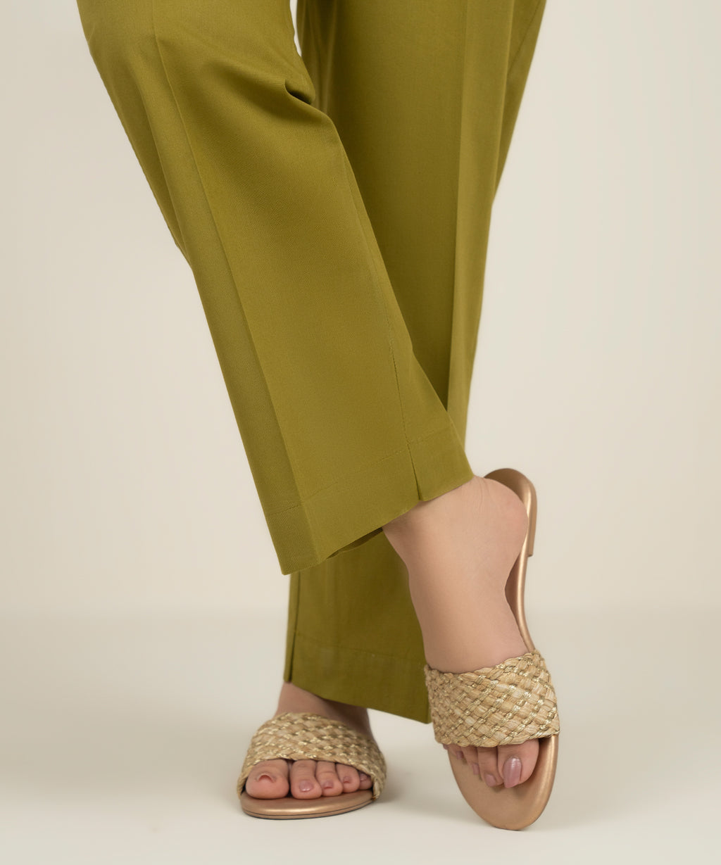 Solid Cambric Straight Pants