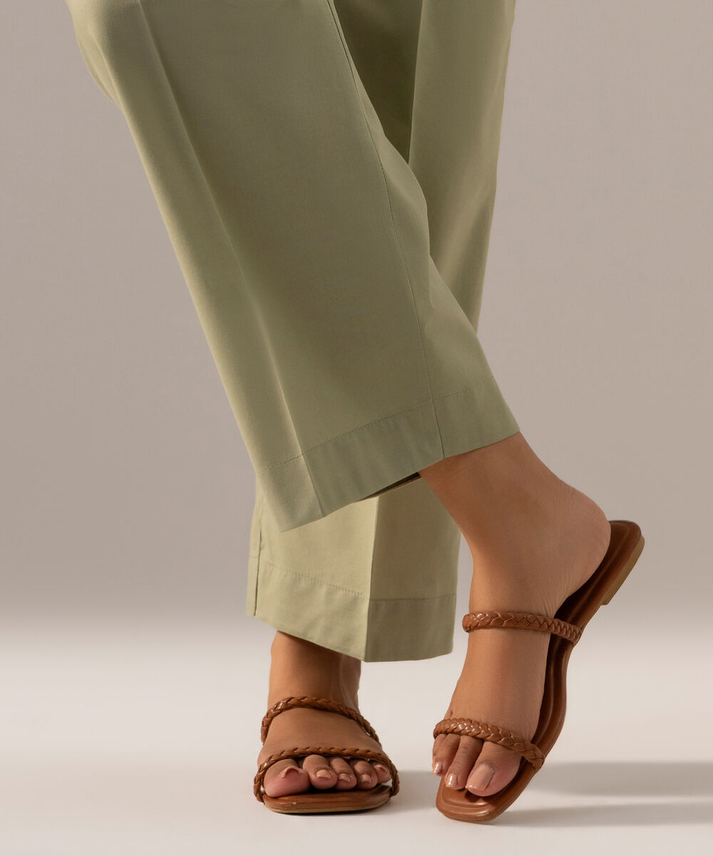 Solid Cambric Straight Pants