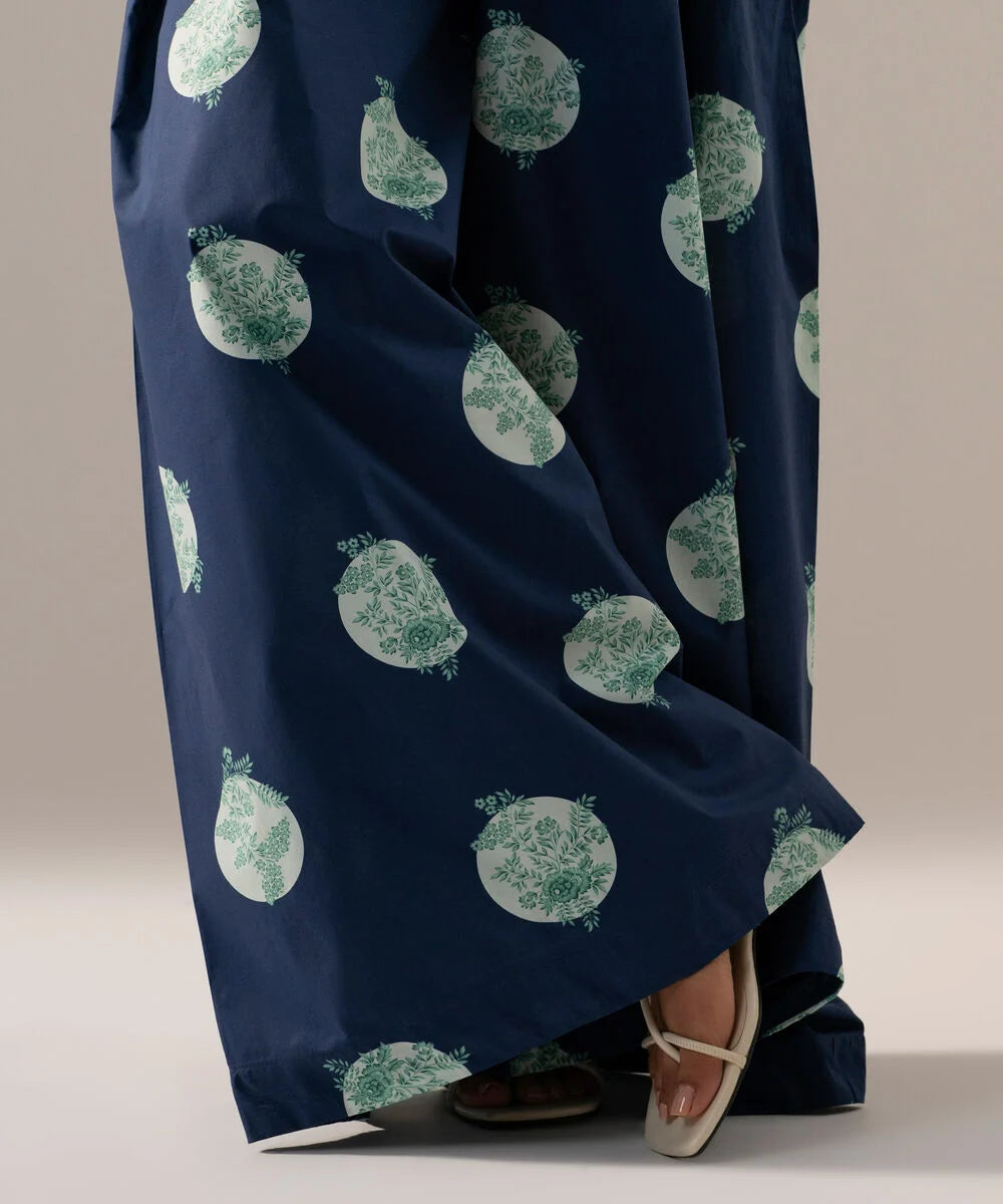 Printed Poplin Flared Pants