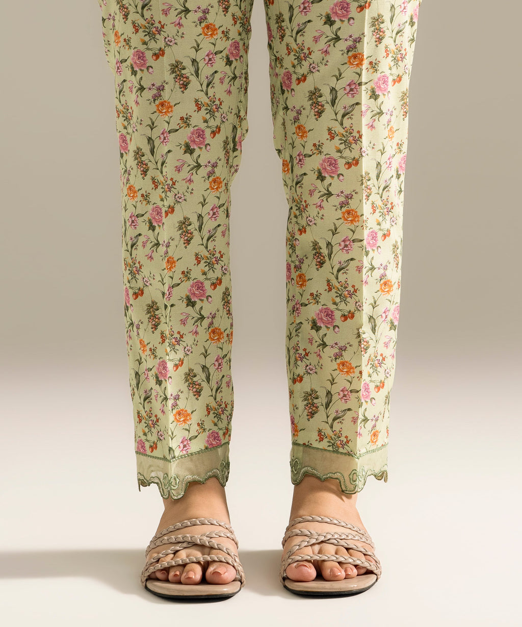Embroidered Cambric Straight Pants