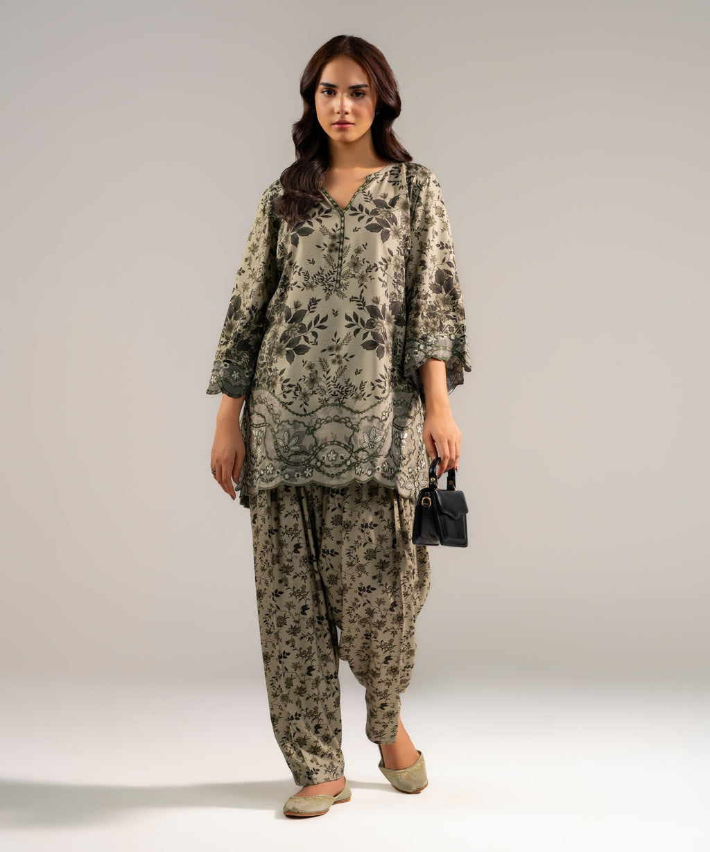 2 Piece - Embroidered Arabic Dobby Suit
