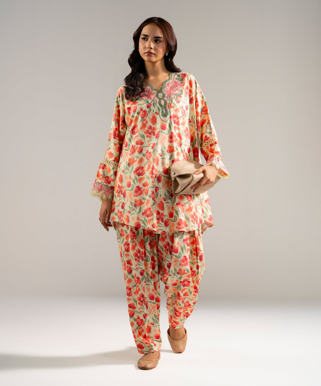 2 Piece - Embroidered Arabic Dobby Suit