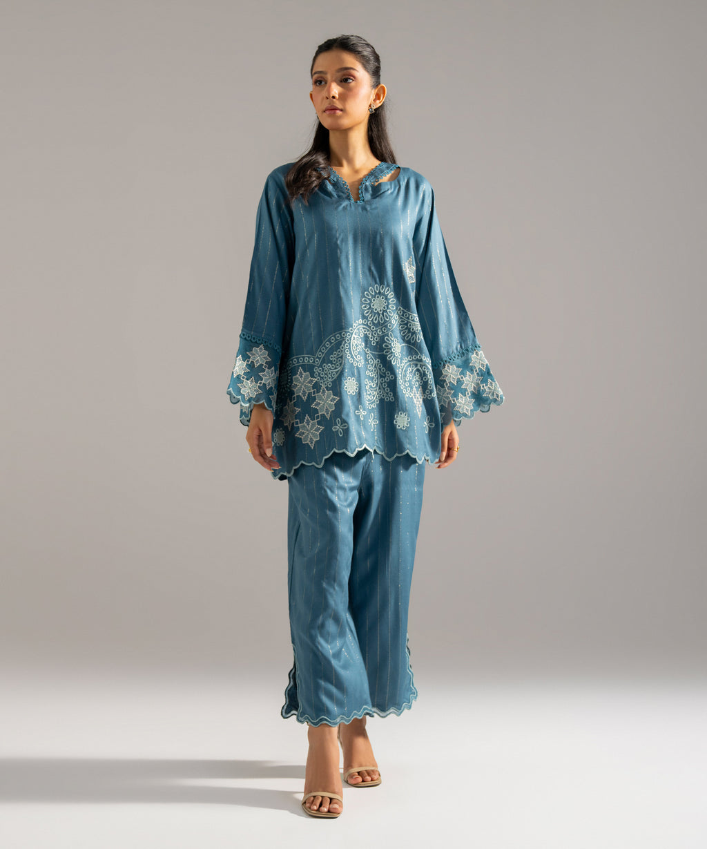 Embroidered Crepe Shirt