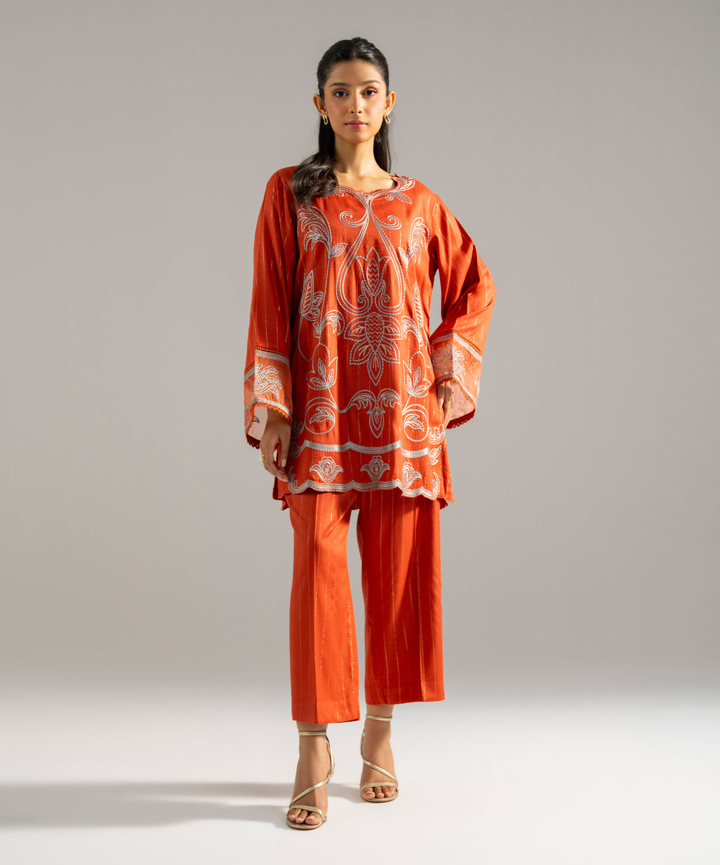 Embroidered Crepe Shirt
