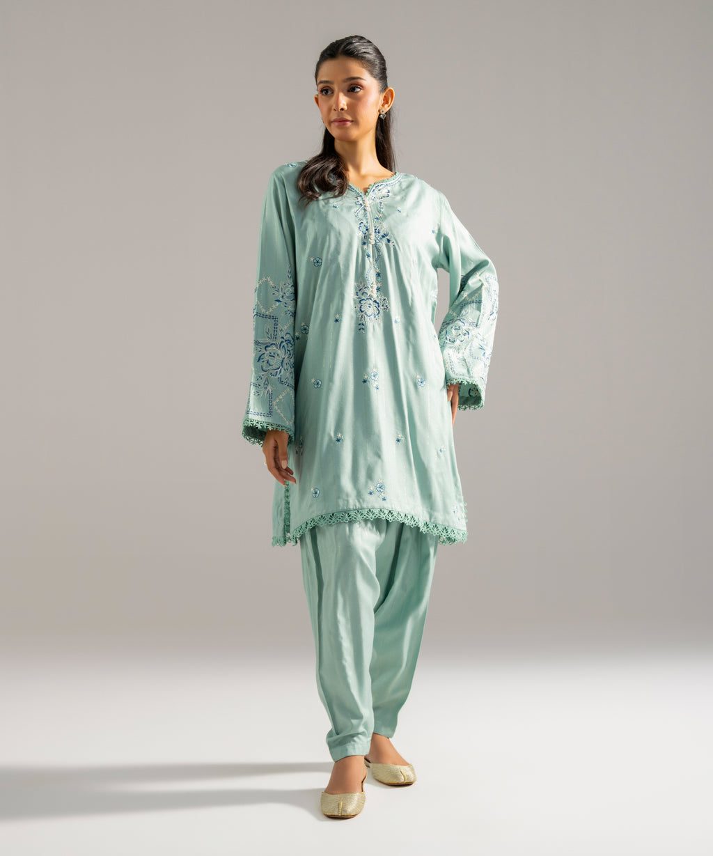 Embroidered Crepe Shirt
