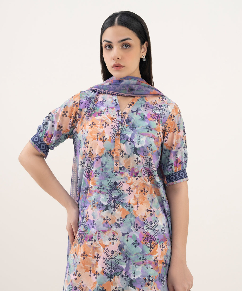 2 Piece - Printed Cotton Suit