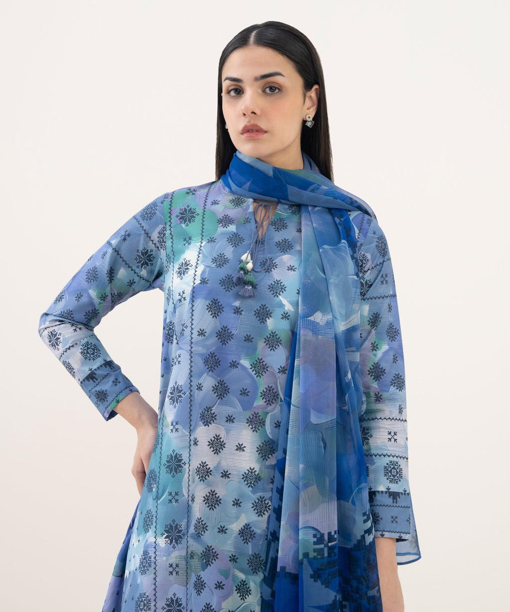 2 Piece - Printed Cotton Suit