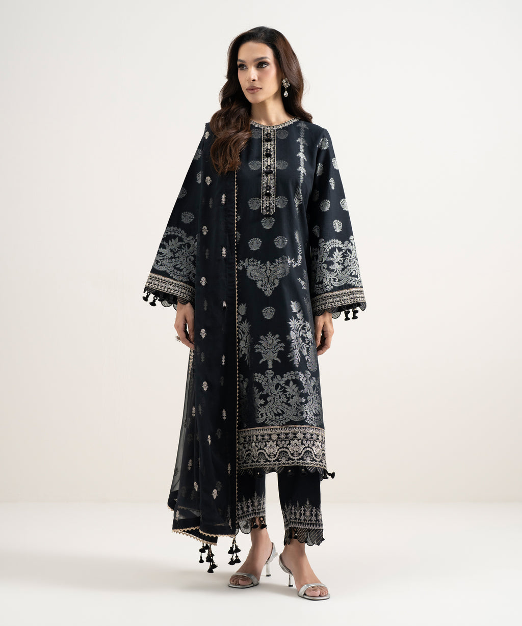 3 Piece - Embroidered Jacquard Suit