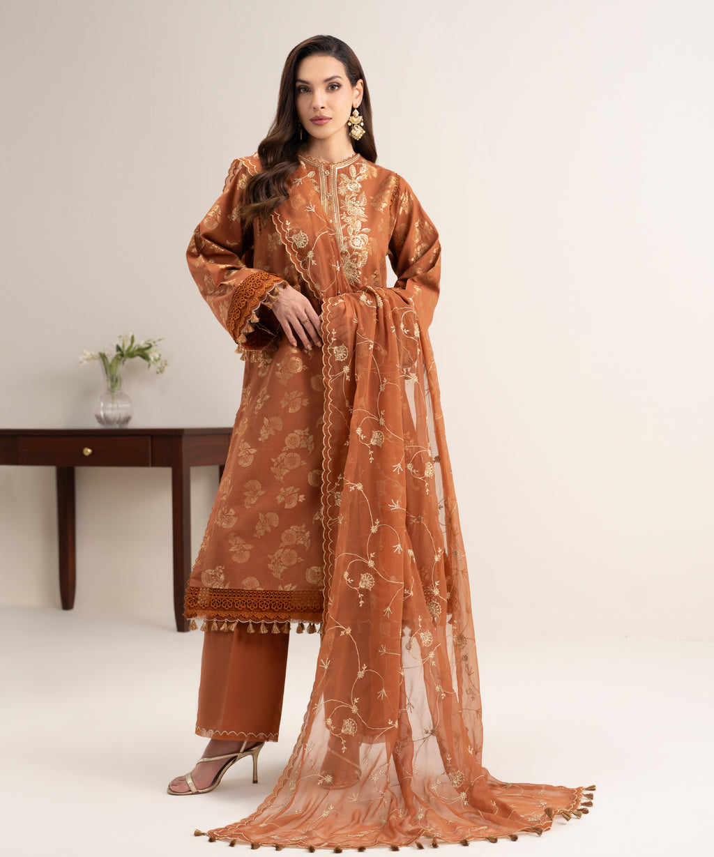 3 Piece - Embroidered Jacquard Suit